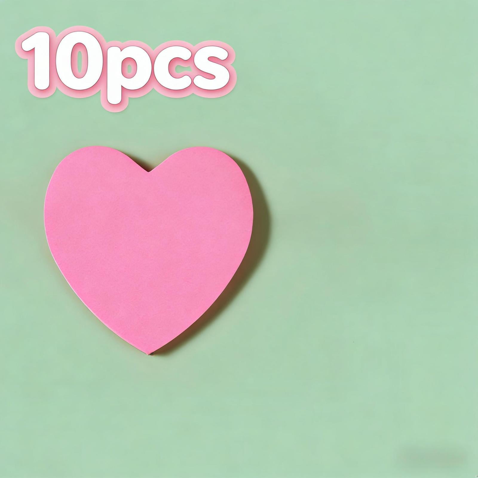 10PCS Heart-Shaped Sticky Notes, 50 Pack Cute Pink Self-Adhesive Memo ...
