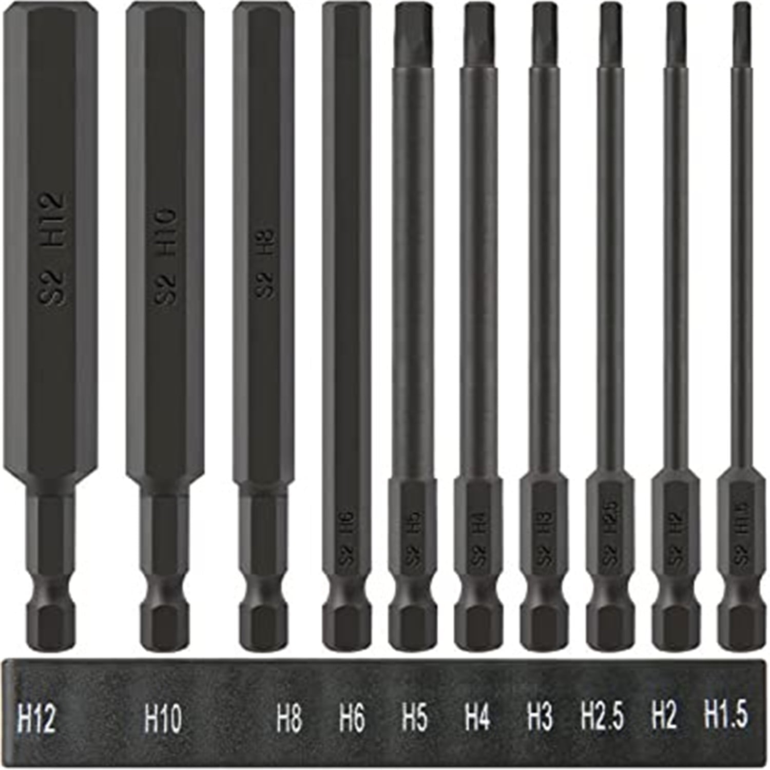 10PCS Hex Head Allen Wrench Screwdriver Bit Set 1.5 12 mm 1 4inch 100mm Allen Key Drill Bit Set