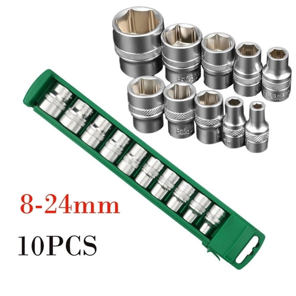 10PCS Hex Socket Wrench Head Set For Ratchet 1/2inch Short Nut Driver Spanner