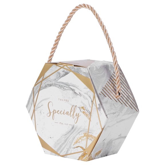 10PCS Hexagonal Chocolate Wedding Candy Box, Romantic Party Favor Boxes for Bridal Anniverary Birthday, Baby Shower (4.7x4.7x2.2in)[Brown]