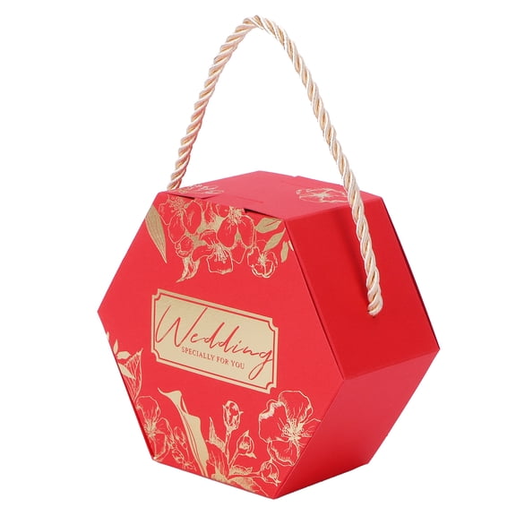 10PCS Hexagonal Chocolate Wedding Candy Box, Romantic Party Favor Boxes for Bridal Anniverary Birthday, Baby Shower (4.7x4.7x2.2in)[Red]