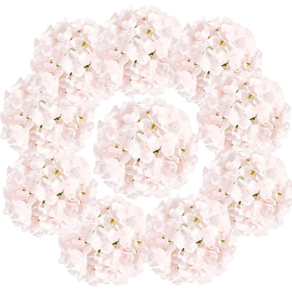 10PCS Hydrangea Artificial Flowers, Faux Hydrangeas Flower for Wedding Centerpieces, DIY Bouquets, Bridal Shower, Floral Decor Home Decoration with Stems (VASE NOT Included)-Light Pink