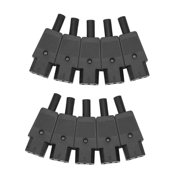 10PCS IEC 320 C13 Female Plug Adapter 3pin Socket Power Cord Rewirable Connector,10 x IEC C13 Female Connector,Black