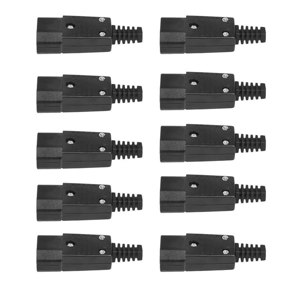 10PCS IEC 320 C14 Power Adapter Cable Plug Rewirable Connector Socket 3Pin Male,10pcs x IEC C14 Male Connector,Black
