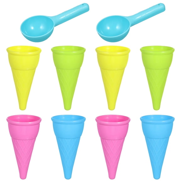 10PCS Ice Cream Beach Toys, Plastic Ice Cream Cone Scoop Model, Beach Play Toys Kids Seaside Play Sand Toy for Children Toddlers, Assorted Colors