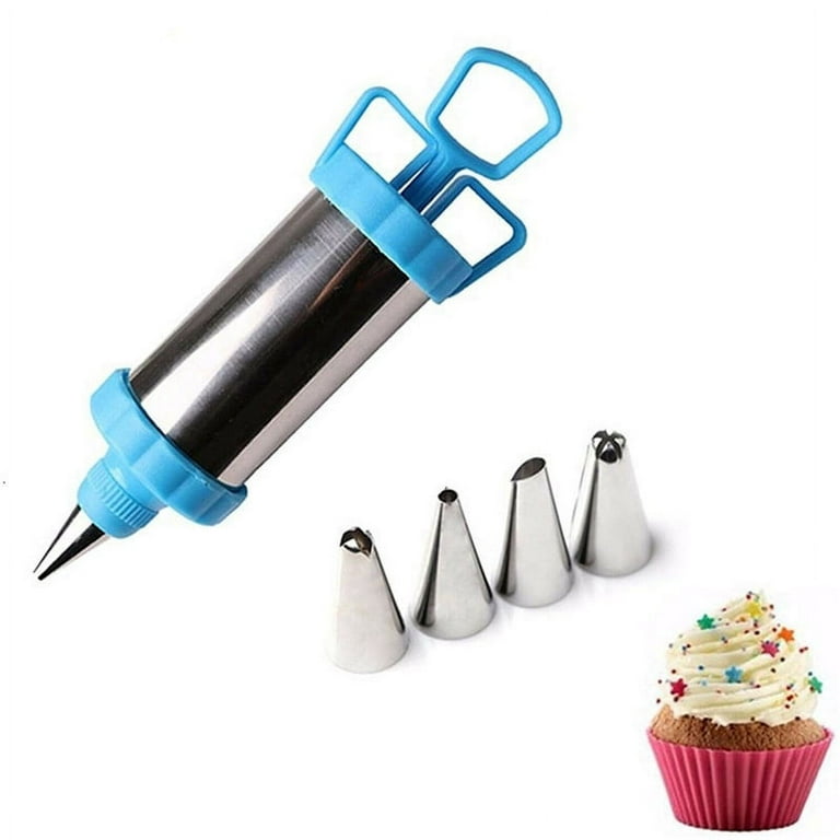 10pcs Icing Syringe Gun Cake Decorating Piping Syringe Tip Cream DIY Baking Tool, Blue