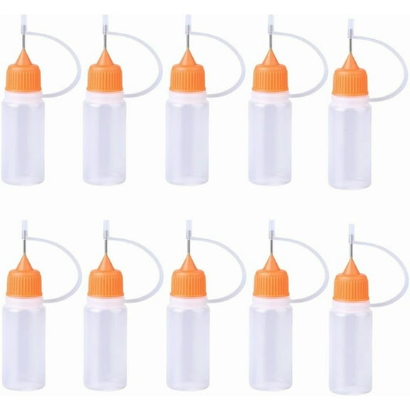 10PCS Ink Liquid Applicator Dropper Bottles with Metal Needle 10ML Precision Needle Tip Applicator Translucent Plastic Squeeze Glue Bottle