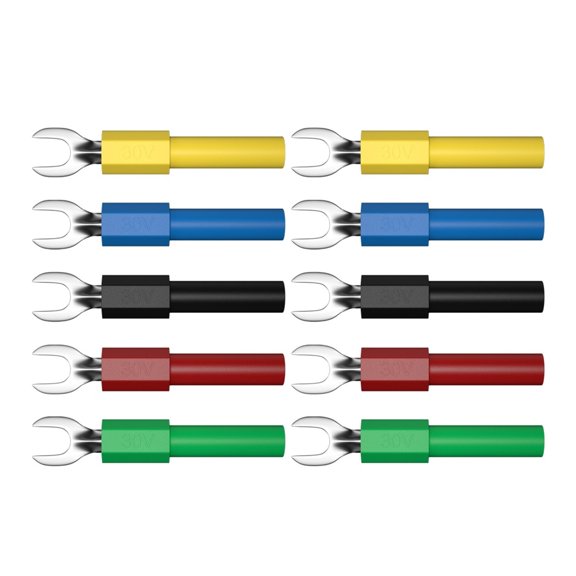 10PCS Insulated Fork Spade U-Type Wire Connector Electrical Crimp Terminal Y Spade Plug Copper Banana Socket 4mm J.20015