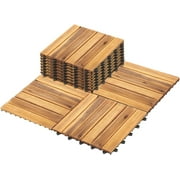 Simenmax 10PCS Interlocking Deck Tiles Plastic Waterproof Outdoor Flooring 12" x 12" for Patio Garden Deck Poolside Indoor Outdoor, Gray
