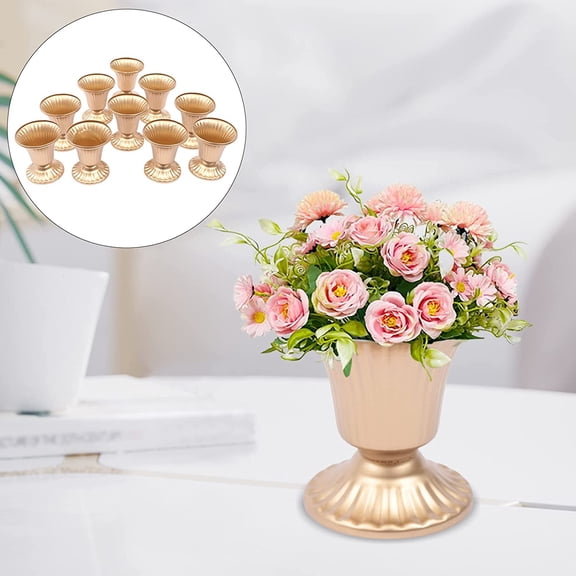 10PCS Iron Wedding Centerpieces Vases Desktop Golden Trumpet Flower Decor Holder for Anniversary Ceremony