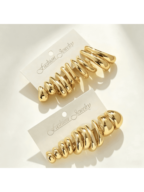 10PCS Irregular Earring Set - C-Shape & Teardrop Lightweight Earrings for Women’s Daily Wear