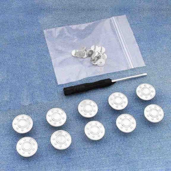 10PCS Jean Button Fastener Kit Metal Replacement Set Detachable Screw Design Suitable for Jeans and Other Pants