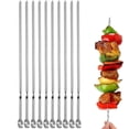 thumbnail image 1 of 10PCS Kabob Skewers Flat Metal BBQ Barbecue Skewer 14" Long Stainless Steel Shish Kebob Sticks Wide Reusable Grilling Skewers Set for Meat Shrimp Chicken Vegetable, 10 Pack, 1 of 8