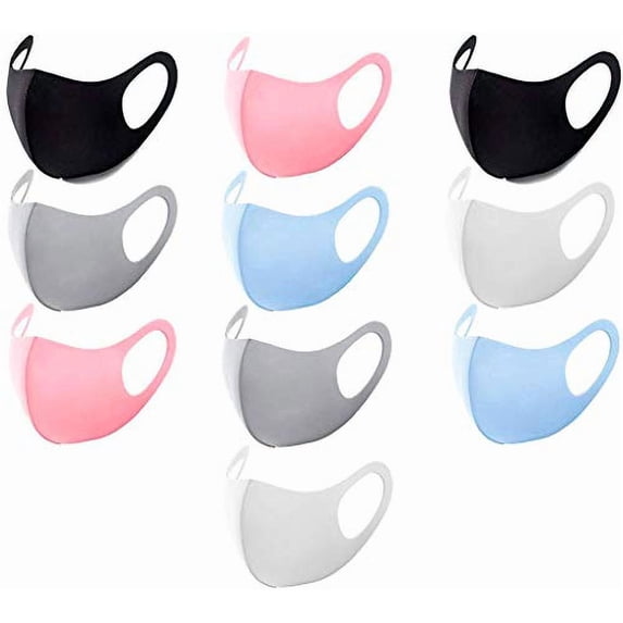10PCS Kids Colorful Face Mask Covers with Elastic Ear Loop Cover Full Face Anti-Dust, Unisex, Washable, Breathable, and Reusable (Kids Colorful)