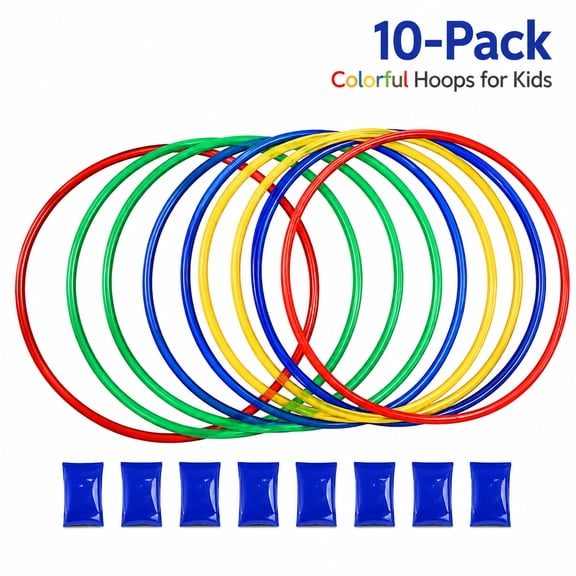 chen10 pack Kids Exercise Hoops 18.5 inch, Hopscotch Game Rings for Sensory Training and Fitness