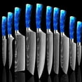 thumbnail image 1 of 10PCS Kitchen Knives Set,Blue Diamond Knife Set,Stainless Steel Chef Knife Set,Damascus Pattern,Blue, 1 of 12