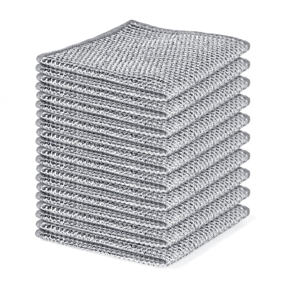 10PCS Kitchen Steel Wool Pads, Reble Non Scratch Dishcloths for Deep Cleaning, Effectively Clean Burnt On from Pans Skillets, Multi Purpose Cleaning Tools, silver