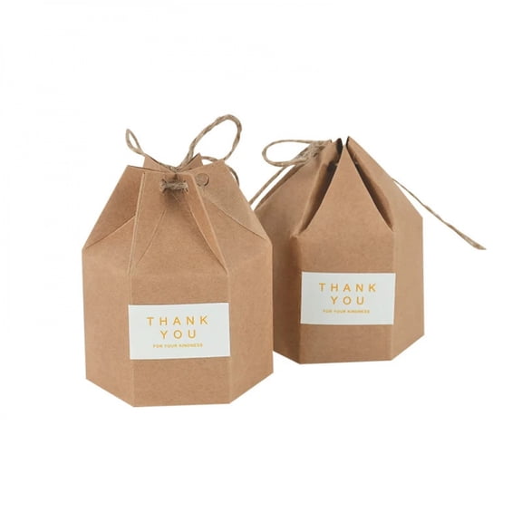 10PCS Kraft Paper Package Cardboard Box Lantern Hexagon Candy Box Favor Gift Wedding Christmas Valentine's Party decor Supplies