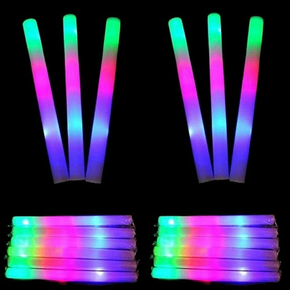 10PCS LED Foam Sticks 18.9" Light Up Foam Batons Multicolor Flashing Glow Sticks for Concerts, Parties, Weddings, Rave Gear, and Holiday Celebrations