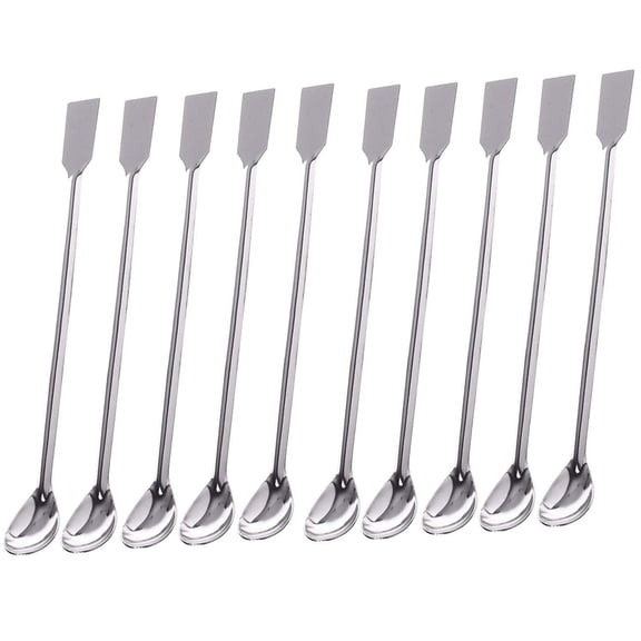 10PCS Laboratory Spoon Spatula 2 in 1 Stainless Steel Lab Mixing Double End Reagent Sampling Spoon Spatula Tool, 20cm