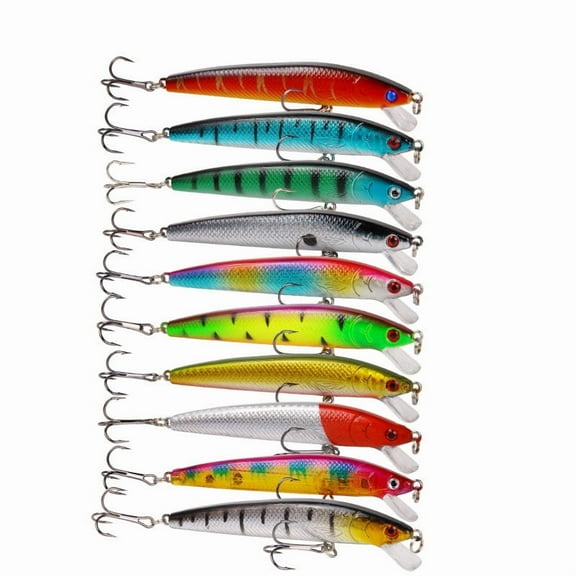 10PCS Lifelike Fishing Lures Set, Multi-Color Hard Bait, Freshwater & Saltwater, Triple Hook Lure Kit, Realistic Artificial Baits