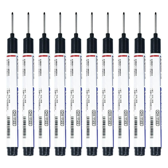 10PCS Long Head Deep Hole Marker Pens, Deep Reach Markers, Long Nose Marker, Waterproof Construction Markers Marking Tool, Permanent Markers Carpenter Ink Marker Pens, Metal Marking Pen