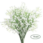 10PCS Long Stem Artificial Baby Breath Flowers Fake Real Touch Gypsophila for Home Office Indoor Outdoor Wedding Decoration Festive Furnishing,White