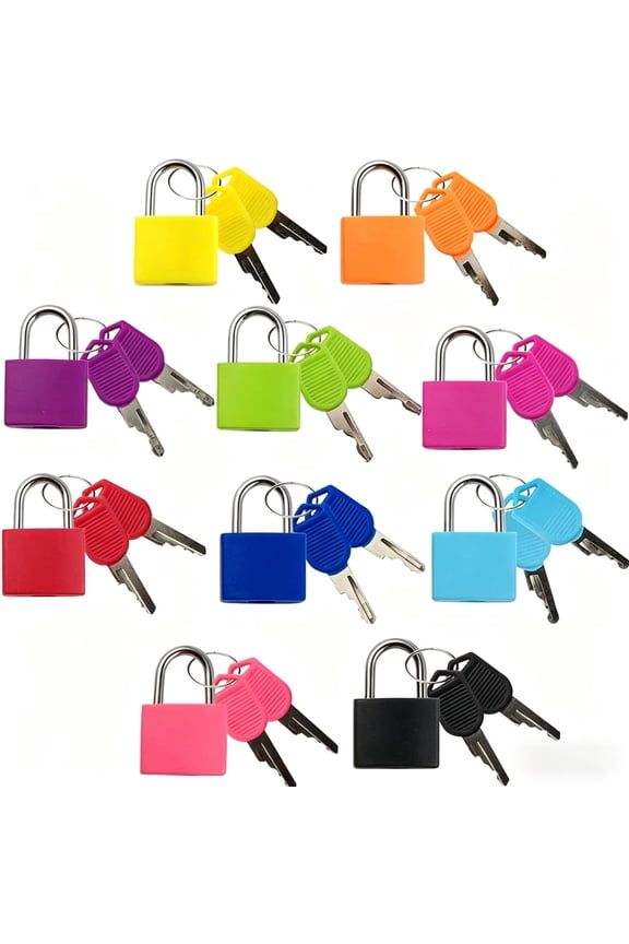 10PCS Luggage Locks with Keys, Locker Lock Small Luggage Padlocks, Suitcase Locks Metal Keyed Padlock for School Gym