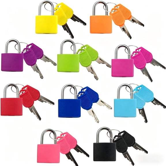 10PCS Luggage Locks with Keys, Locker Lock Small Luggage Padlocks, Suitcase Locks Metal Keyed Padlock for School Gym