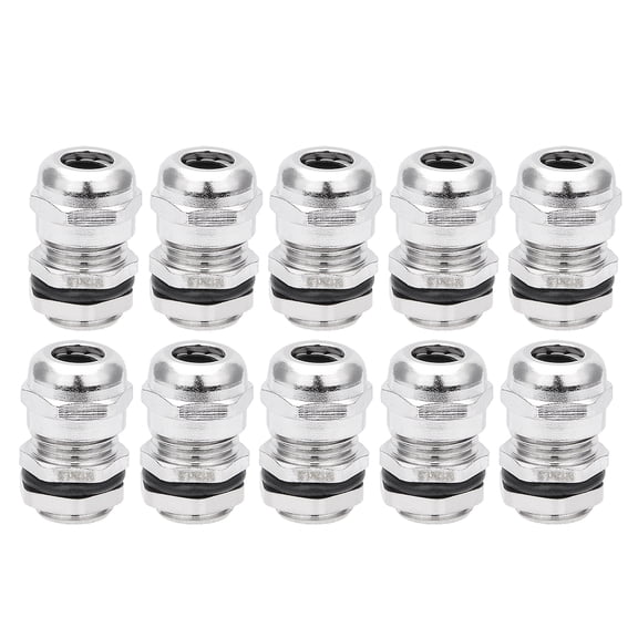 10PCS M12*1.5 Metal Waterproof Connector Fastener Locknut Stuffing Cable Gland