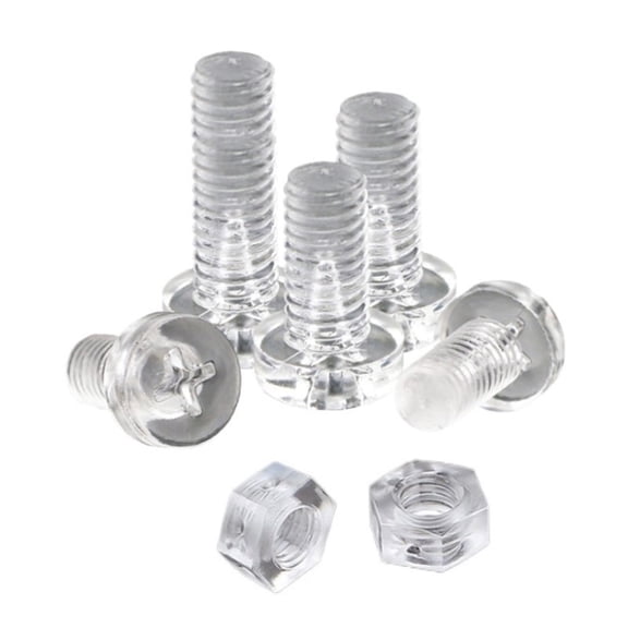 10PCS M3 Transparent Round Head Cross Screws, Insulated Acrylic Screw-Nut Combination
