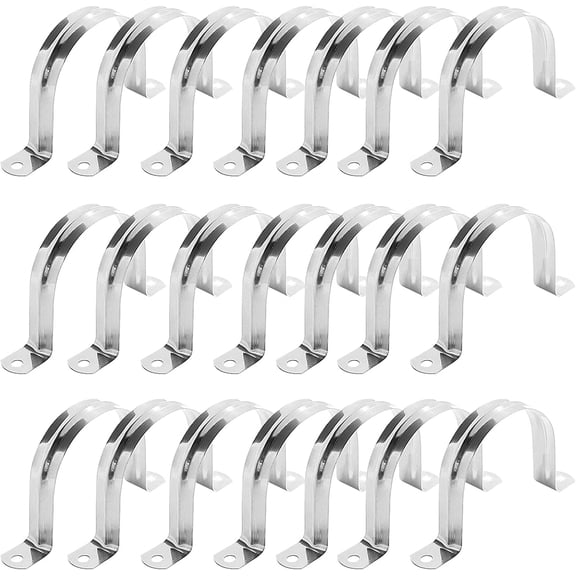 10PCS M60 Stainless Steel Two Hole Strap U Bracket Rigid Pipe Strip, Conduit Clamps with 2 Holes for Pipe Fixing on Various Surface