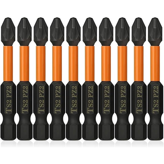 10PCS Magnetic PZ2 Pozi Screwdriver Bit Set Quick Release 1/4 Inch Hex Shank Pozidriv #2 Drill Bits S2 Alloy Steel Impact Driver Bit for Power Drilling (2 Inch Length)