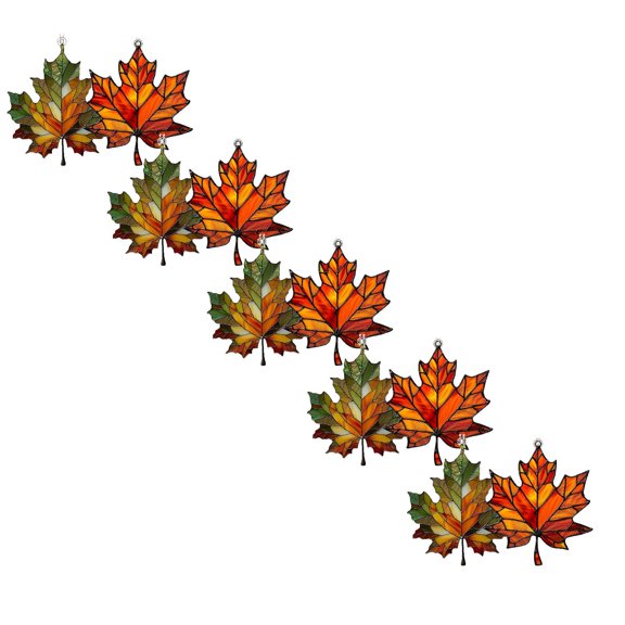 10PCS Maple Leaf Stained Glass Window Hanging Ornament,Acrylic Fall Maple Leaves Suncatchers for Windows Wall Hanging Decorations,Maple Leaf Pendant for Fall Thanksgiving Christmas Decorations