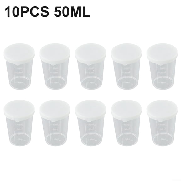 10PCS Measuring Cup With Lid Transparent Plastic Graduated Measuring Cup