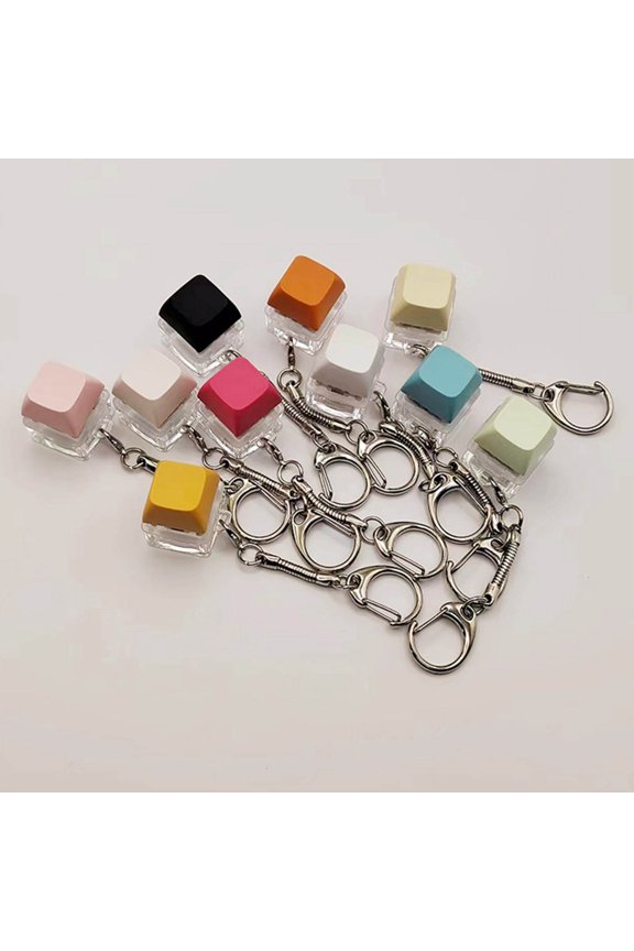 10PCS Mechanical Keyboard Switch Tester Keycap Stress Relief Fidget Toy with Zinc Alloy Chain, Colorful XDA Profile Keycaps Keyring Set for Keyboard Enthusiasts Gifts