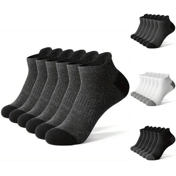 10PCS Men's Cotton Ankle Socks, Breathable Sweat Wicking, Solid Standard Thickness Sport Socks, Cold Hand Wash Short Socks for All Season Casual Outdoor | TruHer,Black S