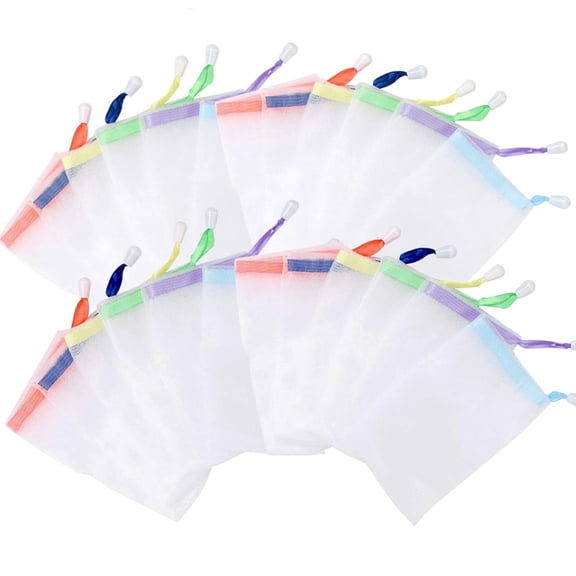 10PCS Mesh Soap Bag, Exfoliating Soap Saver Pouch, Foam Net Soap Saver, Soap Bag Soft for Shower with Drawstring