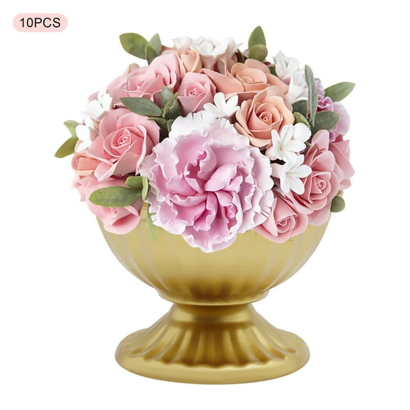 10PCS Metal Free Standing Tabletop Vases for Flower Arrangement Table Decorations (Gold)