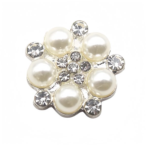 10PCS Metal Pearl Rhinestone Button for Clothing Decoration DIY Hand-Stitched Exquisite Bow Hair Accessories