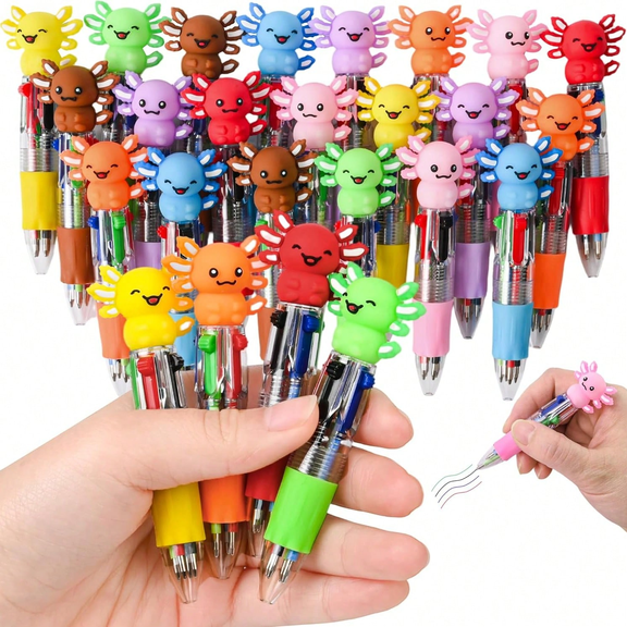 10PCS Mini Axolotl Multicolor Pens,4-in-1 Cute Pens,Party Favor,Axolotl Ballpoint Pens,Fun Gifts,Holiday Gifts,Birthday Gifts,Goodie Bag Stuffers,Classroom Reward Scheme -Assorted Varieties