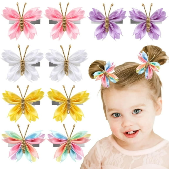 10PCS Mini Butterfly Hair Clips, 2" Tulle Mesh, Colorful Butterfly Hair Accessories for Baby Girls Women Halloween Cosplaying Party Decor