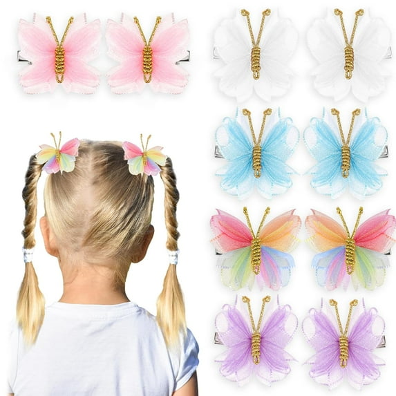 10PCS Mini Butterfly Hair Clips, Tulle Mesh Hair Bow Pins Butterfly Hair Barrettes Wedding Hair Accessories for Baby Girls Women Halloween Cosplaying Party Decor