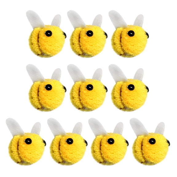 10PCS Mini Felted Wool Bumble Bees with Crochet Flowers for DIY Crafts, Party Favors, Home Decor, Handmade Woolen Bee Embellishments 2x2cm
