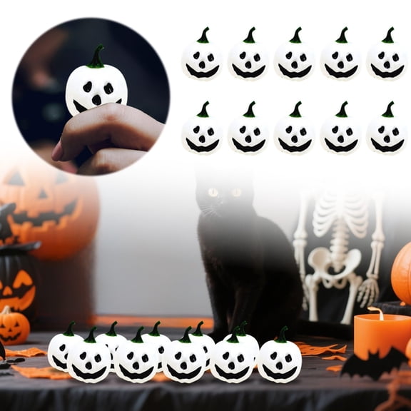 10PCS Mini Pumpkin Decor Halloween Artificial Ghost Pumpkins for Decorating Foam Grimace Pumpkin Bulk Halloween Centerpiece Table Decorations for Crafts DIY Wreath Bouquet Home Party