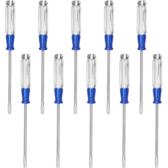 10PCS Mini Slotted Screwdriver 3.0mm Flat Head 128mm Length Mini Precision Screwdriver Precision Flat Head Screw Driver with Non-slip Handle