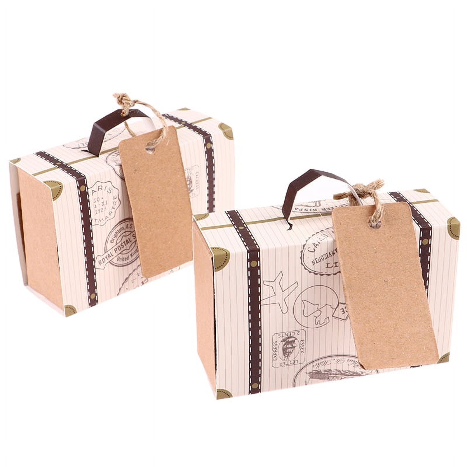 10PCS Mini Travel Suitcase Candy Box Kraft Paper Chocolate Favor Gift