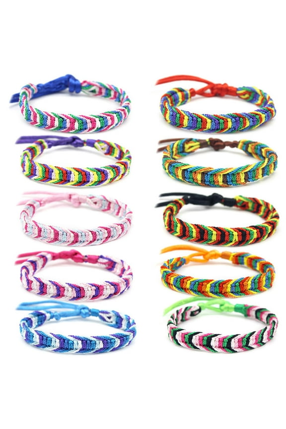 10PCS Mix Colors Bracelets Adjustable Handmade Colorful Bracelet Nepal Woven Friendship Bracelets for Boys Girls