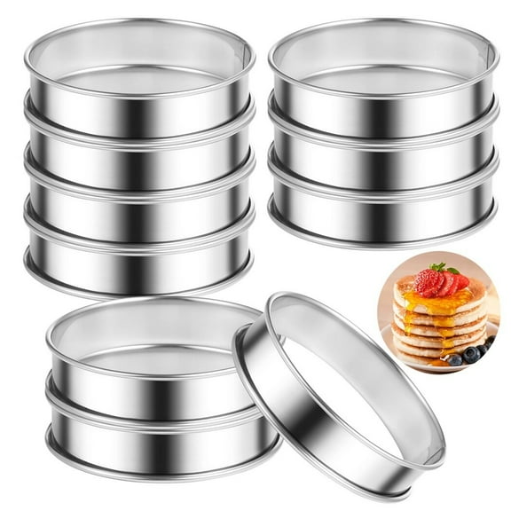 10PCS Muffin Rings, Rolled Stainless Steel Crumpet Tart Rings 4" for Baking, Cake Muffin Rings, Dessert Baking Cooking Rings for Baking