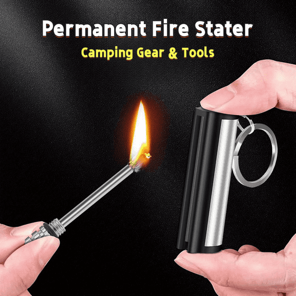10PCS Multifunction Metal Fuel Lighters Keychain Fire Starter for Outdoor Camping Essential Survival Gear Fire Making Tool